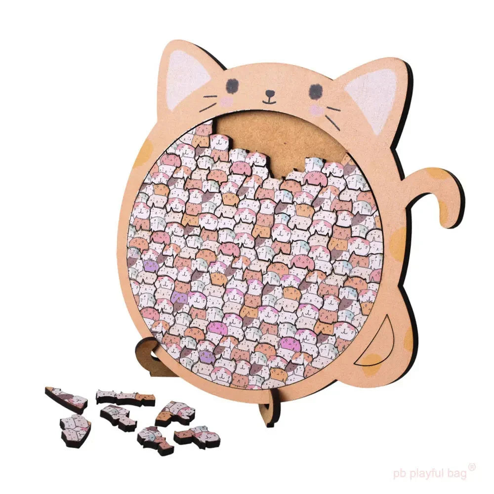 Puzzle artistico in legno Cat Craze in legno