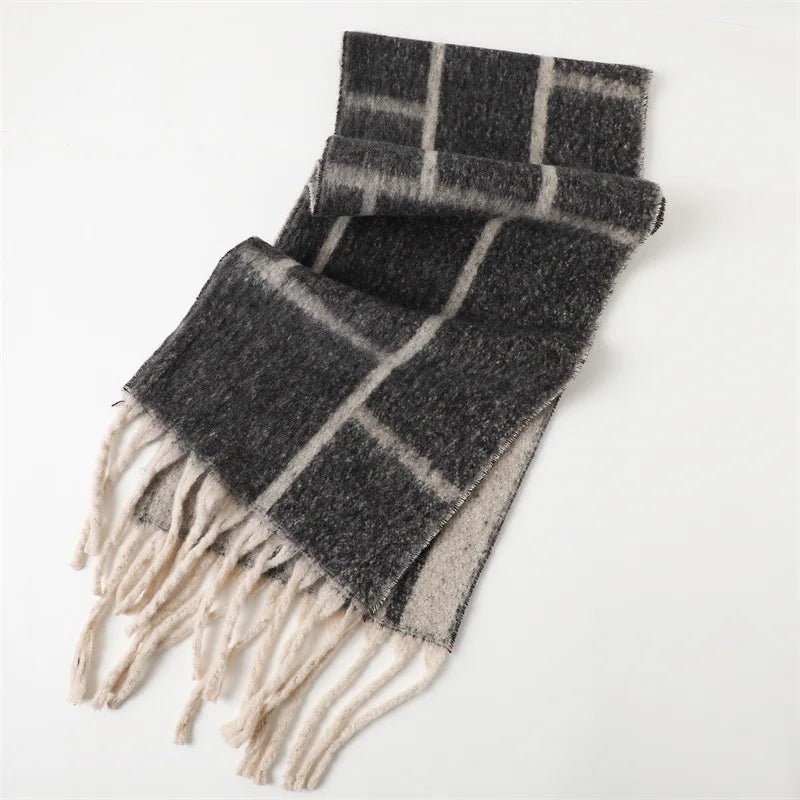 CashmiraLux | Sciarpa e stola invernali da donna | Mix cashmere-pashmina | 220×42cm| Con Frange