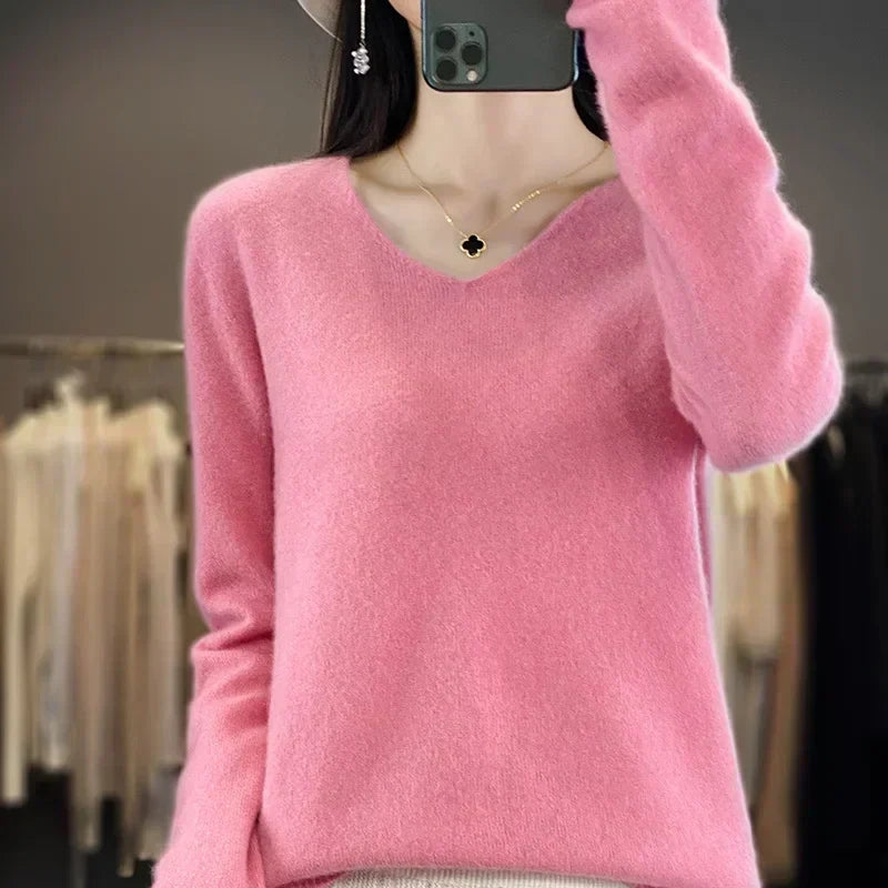 Maglione da donna con scollo a V in lana merino Kirrea Kirrea