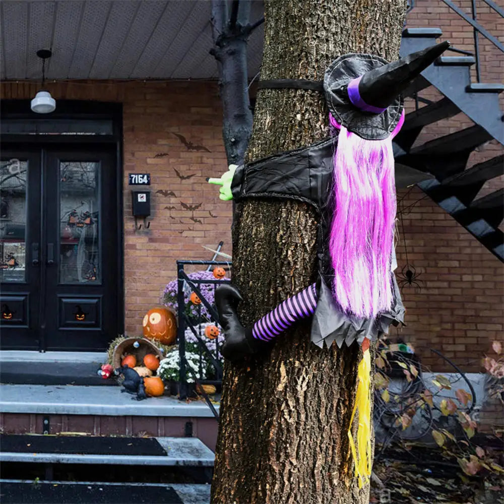 Decorazione dell'albero della strega di Halloween Decorazione in tessuto non tessuto da appendere al cortile esterno Autunno 2025 Display spettrale che si schianta