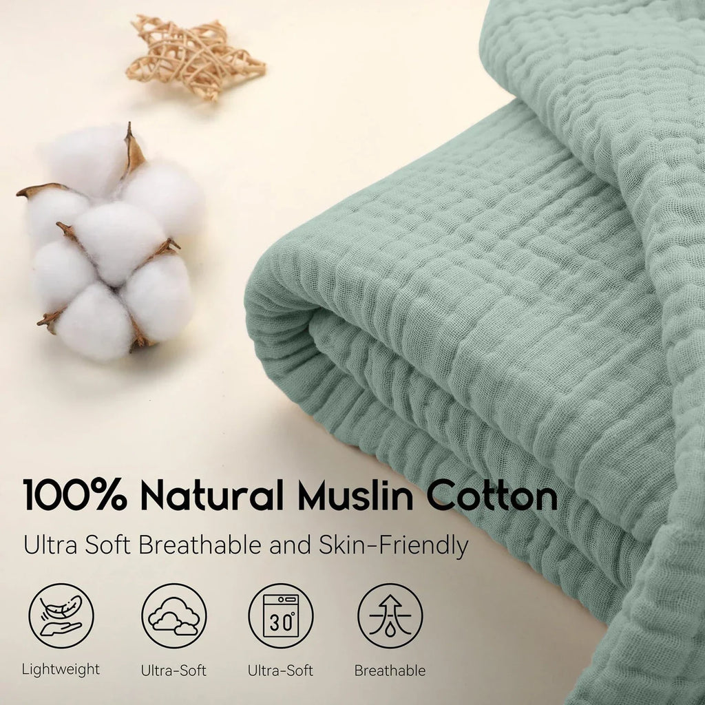 Brezza di cotone | Coperta in mussola 100% cotone | 6 strati, traspirante e leggero | Per divano e letto