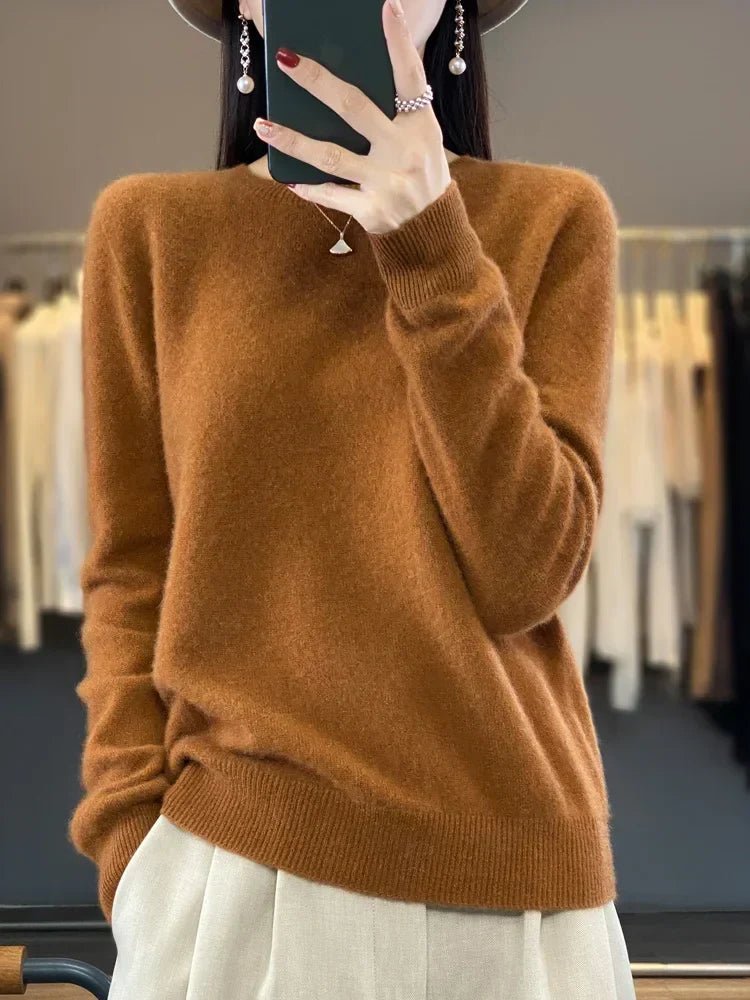 Adriana: Maglia da Donna 100% Lana Merino con scollo a O