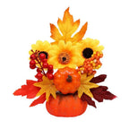 Magia d'autunno | Zucca decorativa con fiori artificiali | 25| 30cm| Decorazioni autunnali e di Halloween
