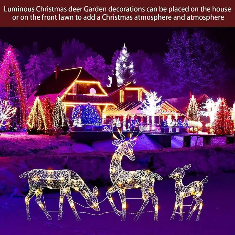 Set di decorazioni per esterni con renne con luci di Natale
