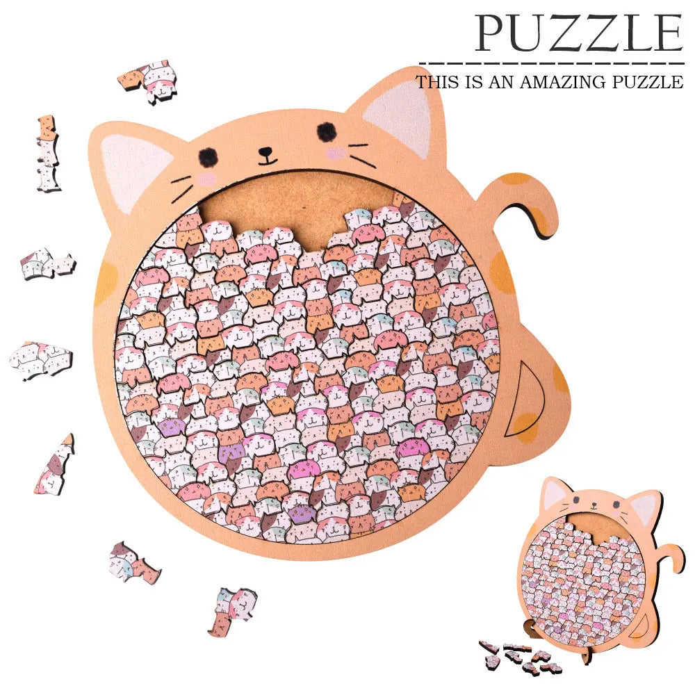 Puzzle artistico in legno Cat Craze in legno