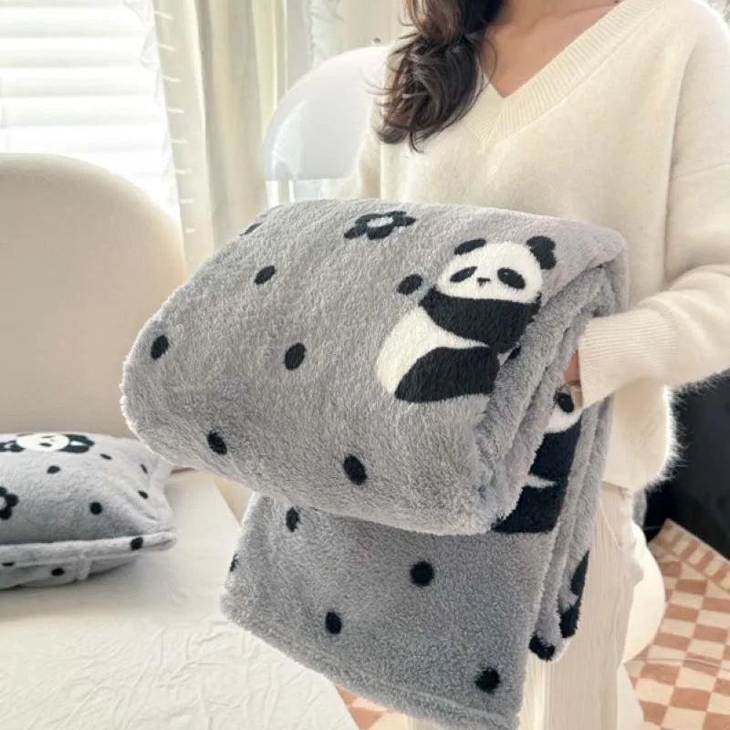 Coperta in pile Pandaluna con motivo a quadri | Morbido e traspirante | Per divano, letto e ufficio | Lavabile in lavatrice | Rosa/Bianco
