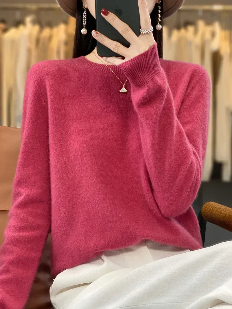 Adriana: Maglia da Donna 100% Lana Merino con scollo a O