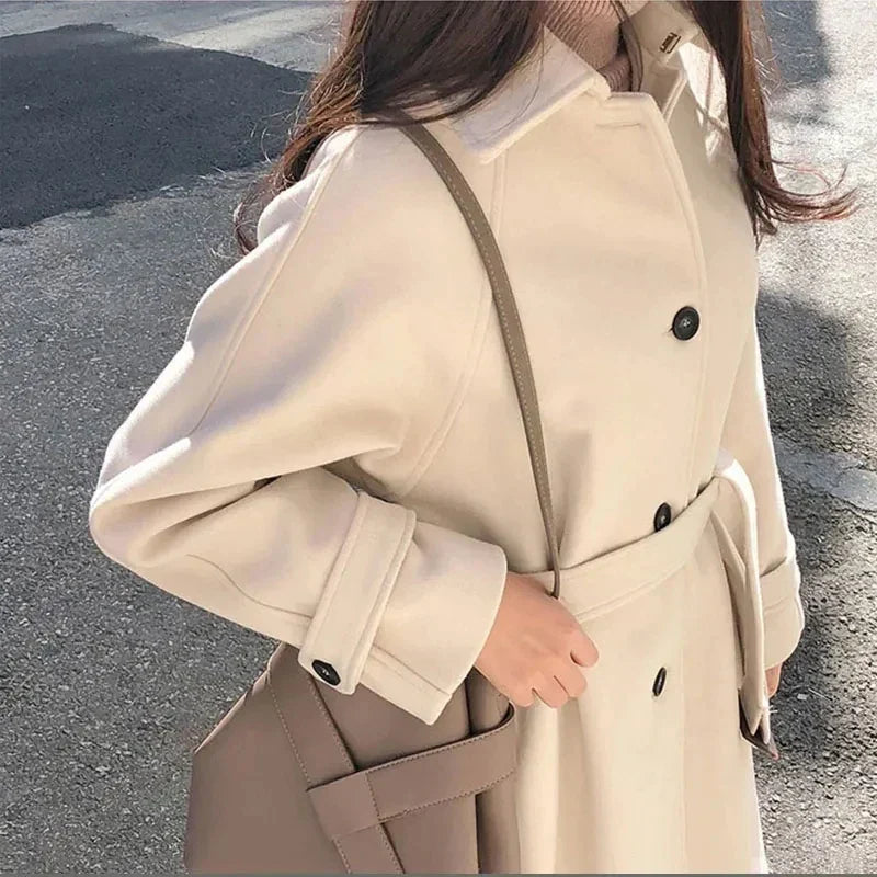 Cappotto lungo da donna con cintura | Elegante e caldo per l'inverno