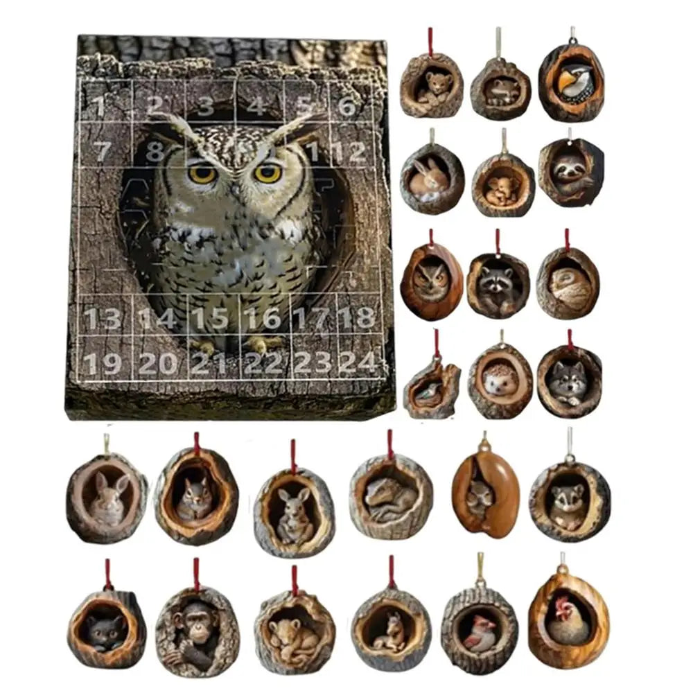 Calendario dell'Avvento con gatto, conto alla rovescia, ornamenti per albero da appendere