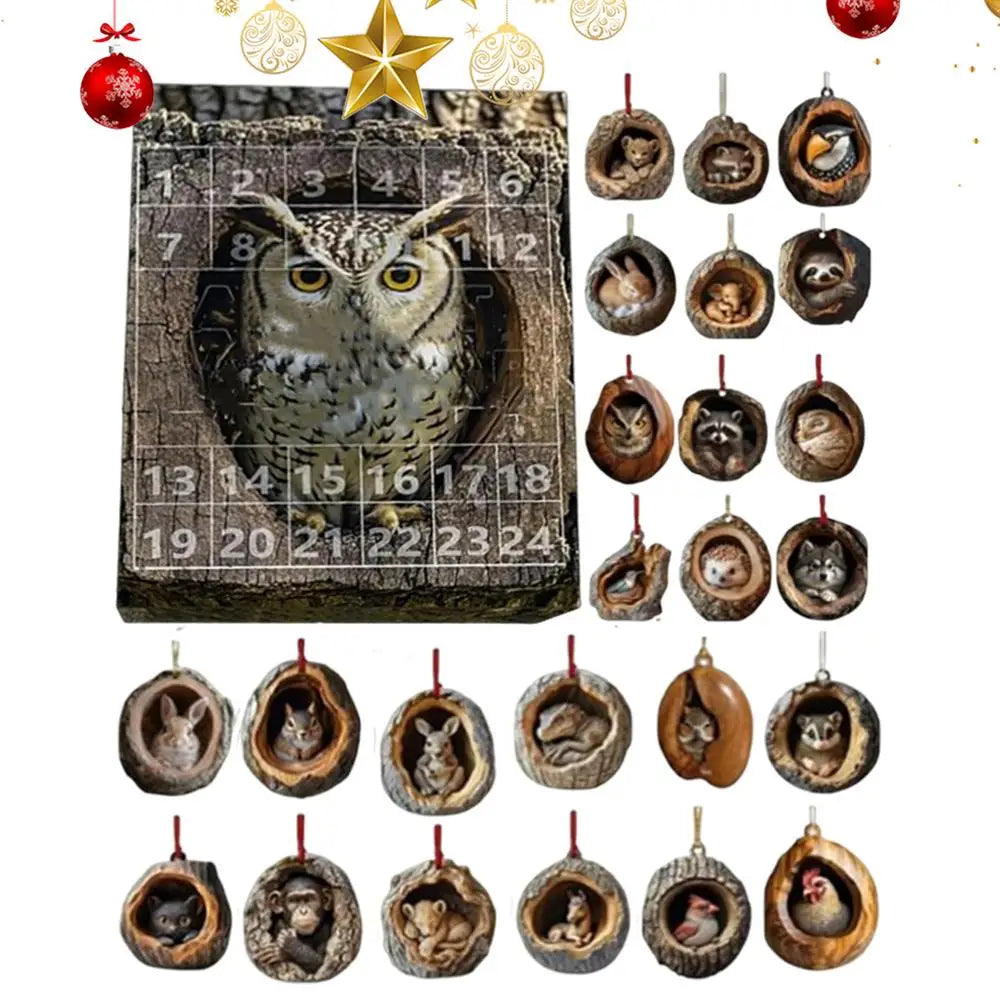 Calendario dell'Avvento con gatto, conto alla rovescia, ornamenti per albero da appendere
