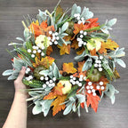 AutumnPumpkin Ghirlanda autunnale con foglie di acero e zucche | Decorazione della porta d'ingresso