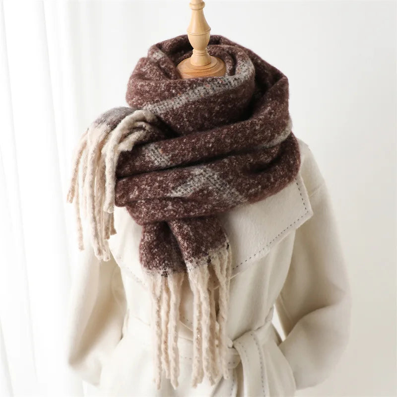 CashmiraLux | Sciarpa e stola invernali da donna | Mix cashmere-pashmina | 220×42cm| Con Frange