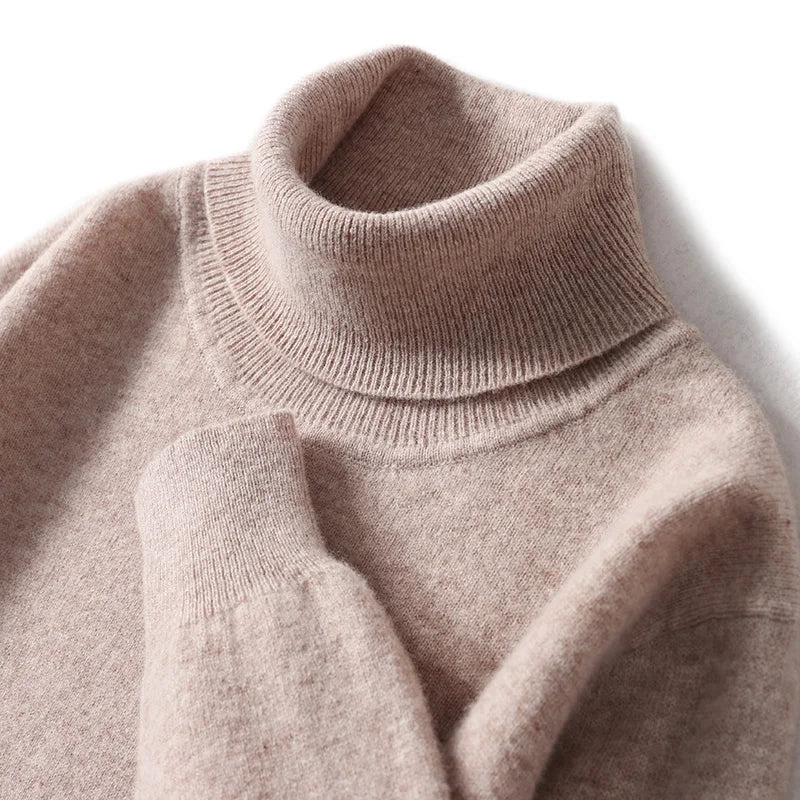 Maglione dolcevita da uomo in pura lana al 100% - Maglione lavorato a maglia sciolto di grandi dimensioni per autunno e inverno