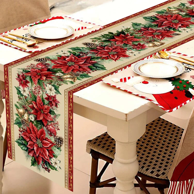 Runner da tavola natalizio Festivia | 180×35cm| Elegante e festoso | Decorazione della tavola per Natale e Capodanno 2025/2026