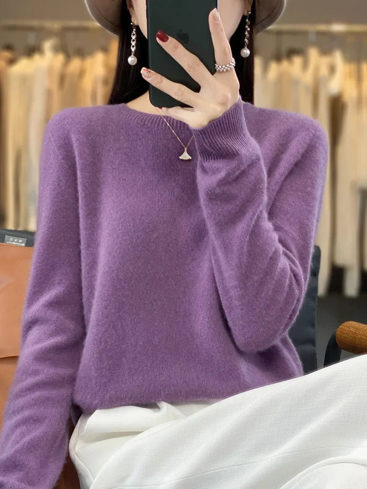 Adriana: Maglia da Donna 100% Lana Merino con scollo a O