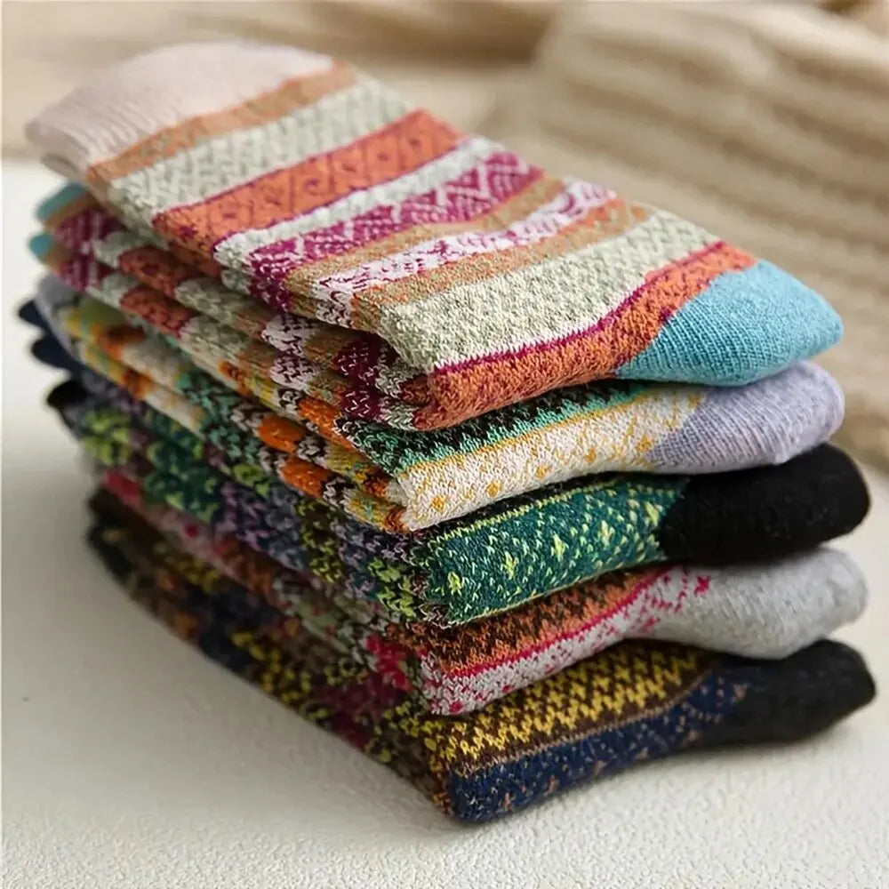 Woolina | Set calzini di lana da donna | 5 paia | Extra spesso e caldo | Autunno e inverno