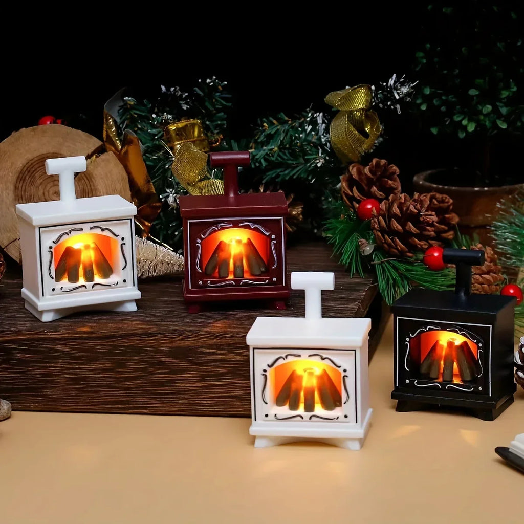 Caminetto per casa delle bambole Minoria in miniatura | Con effetto luce | Scala 1:12 | Natale e decorazioni per la casa | 7×4,9 cm