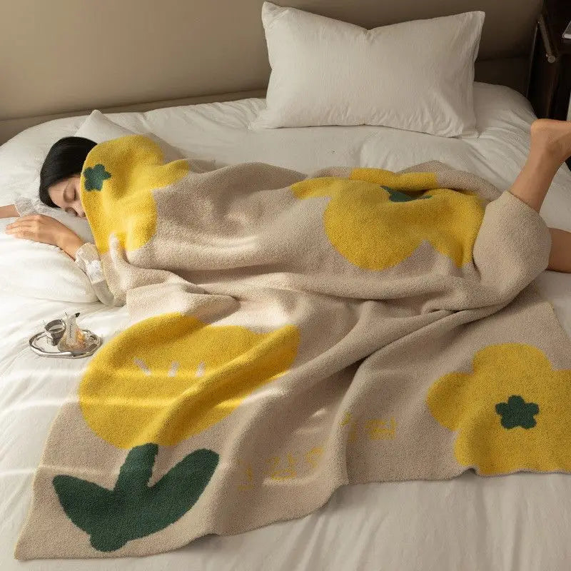 Coperta per divano floreale | Coperta in pile nordico