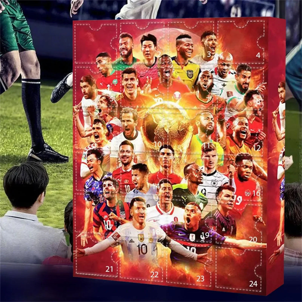 Calendario dell'Avvento calcistico 2025 - Set per il conto alla rovescia di 24 giorni per bambini, divertenti regali sportivi di Natale