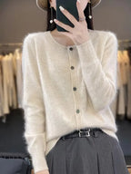 Celine: Maglione/Cardigan Super Caldo | Maglia in Puro Cashmere 100%.