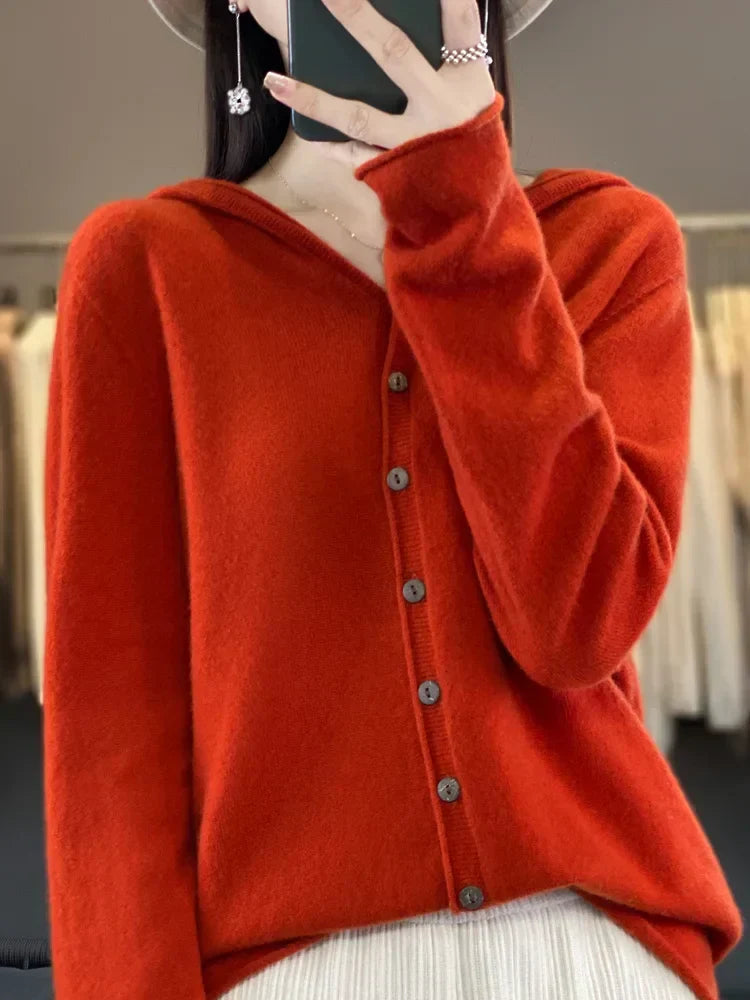 Pauline: maglione cardigan in lana 100% per l'inverno