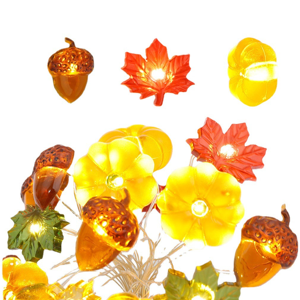 Moderna decorazione a forma di zucca in acero e ghianda del Ringraziamento, con 30 luci a LED