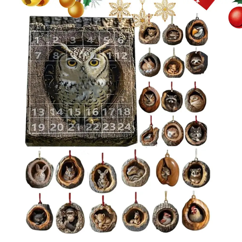 Calendario dell'Avvento con gatto, conto alla rovescia, ornamenti per albero da appendere