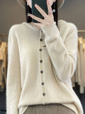 Pauline: maglione cardigan in lana 100% per l'inverno