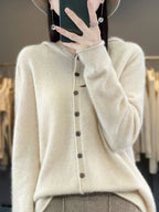 Pauline: maglione cardigan in lana 100% per l'inverno