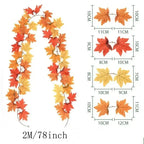 Ghirlanda autunnale Aurelia | Ghirlanda di foglie d'acero artificiali | 200cm| Decorazioni per la casa e il giardino