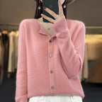 Cardigan ampio in pura lana 100% - Maglione girocollo autunno/inverno da donna