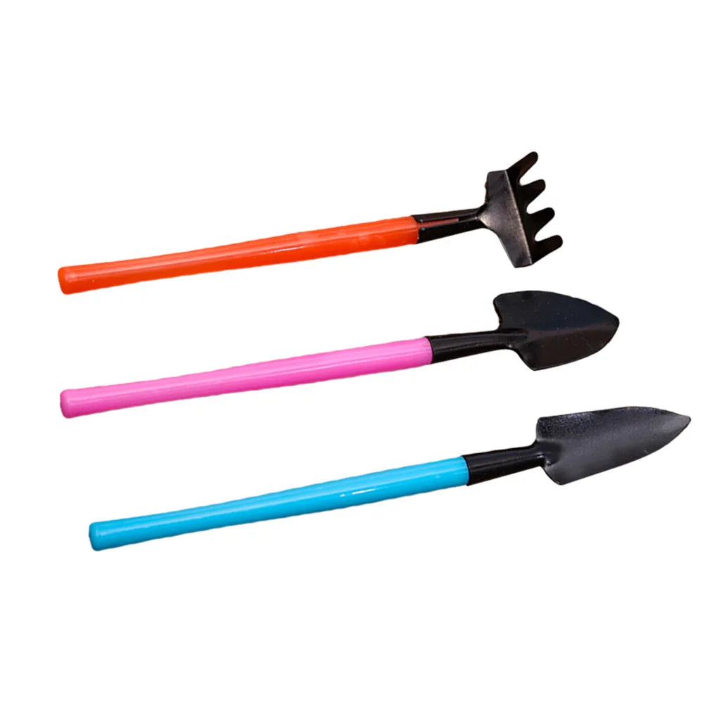 Set mini attrezzi da giardino Florinita da 3 pezzi | Cazzuola, rastrello e pala | Per piante d'appartamento e bonsai | Lunghezza 22 cm