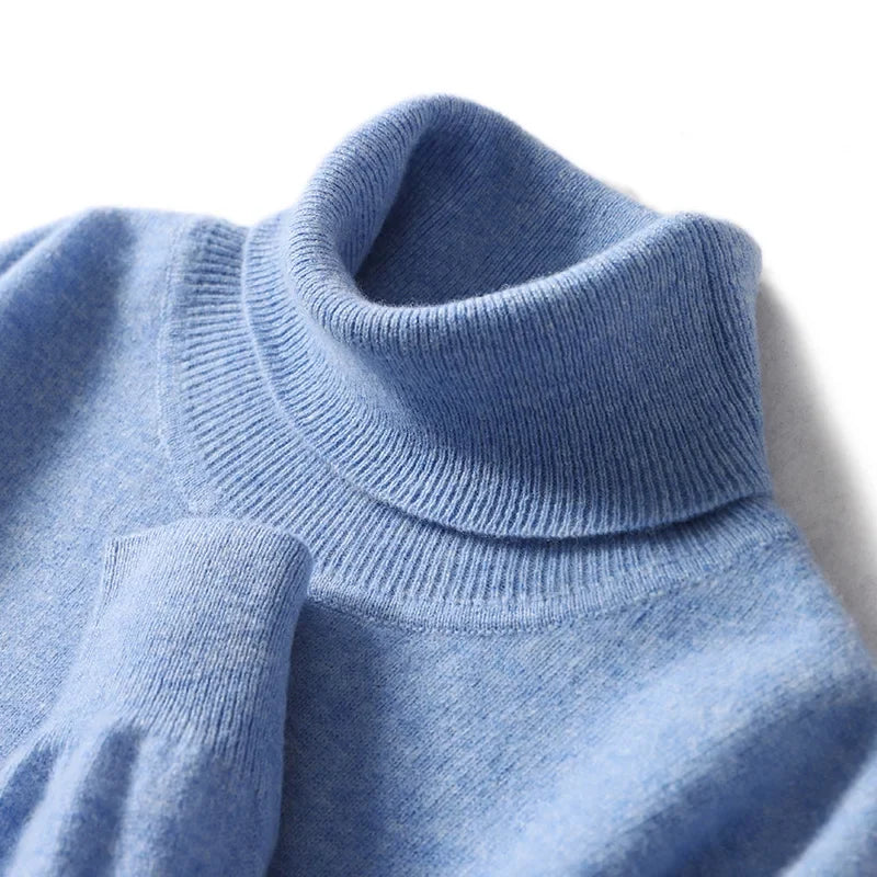 Maglione dolcevita da uomo in pura lana al 100% - Maglione lavorato a maglia sciolto di grandi dimensioni per autunno e inverno
