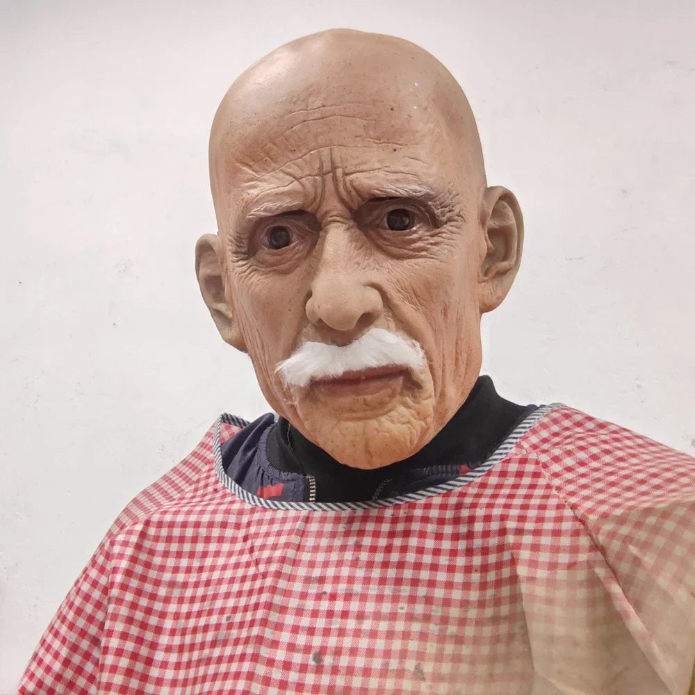 Maschera da uomo anziano in lattice realistico a testa intera Halloween 2025
