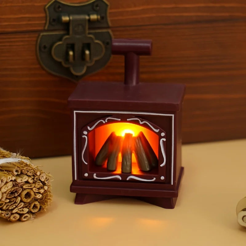 Caminetto per casa delle bambole Minoria in miniatura | Con effetto luce | Scala 1:12 | Natale e decorazioni per la casa | 7×4,9 cm