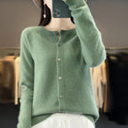 Cardigan ampio in pura lana 100% - Maglione girocollo autunno/inverno da donna