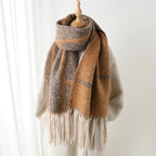 CashmiraLux | Sciarpa e stola invernali da donna | Mix cashmere-pashmina | 220×42cm| Con Frange