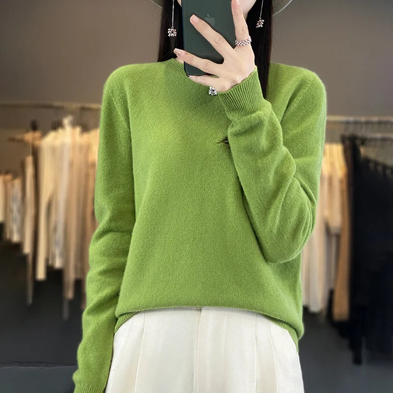 Adriana: Maglia da Donna 100% Lana Merino con scollo a O