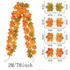 Ghirlanda autunnale Aurelia | Ghirlanda di foglie d'acero artificiali | 200cm| Decorazioni per la casa e il giardino