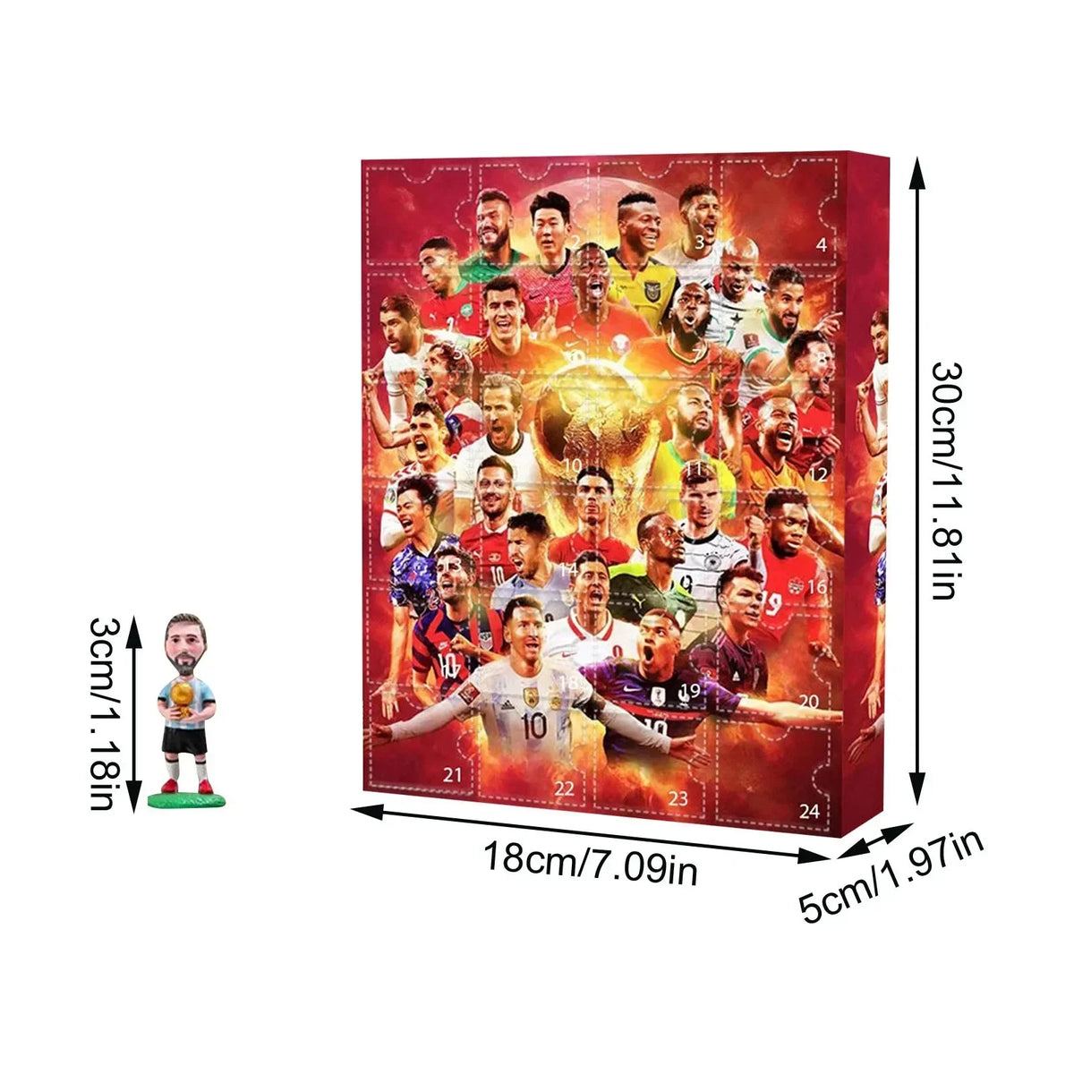 Calendario dell'Avvento calcistico 2025 - Set per il conto alla rovescia di 24 giorni per bambini, divertenti regali sportivi di Natale