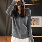 Cardigan/maglione con cerniera e cappuccio in misto lana Lana | Cappotto lavorato a maglia spessa per l'autunno e l'inverno