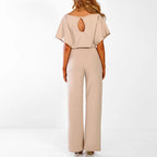 Elegante Tuta da Donna con Maniche Corte e Cintura in Vita – Comoda e di Stile per le Occasioni Formali