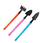Set mini attrezzi da giardino Florinita da 3 pezzi | Cazzuola, rastrello e pala | Per piante d'appartamento e bonsai | Lunghezza 22 cm