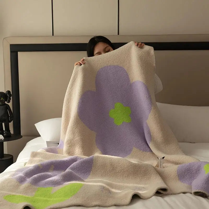 Coperta per divano floreale | Coperta in pile nordico