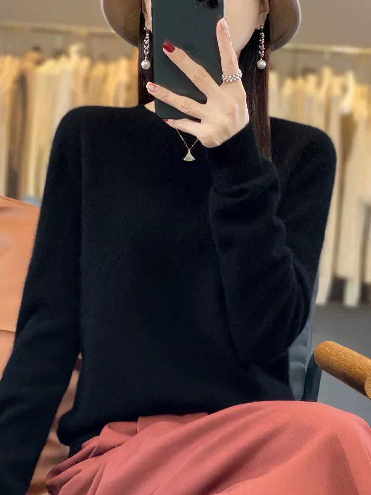 Adriana: Maglia da Donna 100% Lana Merino con scollo a O