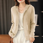Cardigan/maglione con cerniera e cappuccio in misto lana Lana | Cappotto lavorato a maglia spessa per l'autunno e l'inverno
