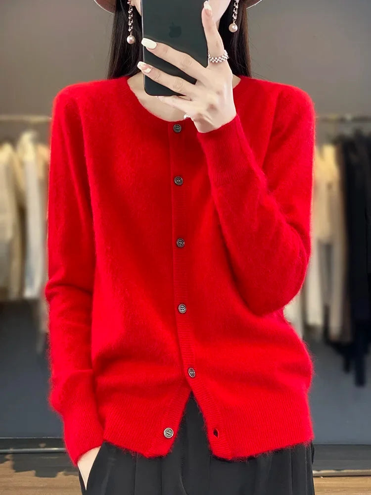 Celine: Maglione/Cardigan Super Caldo | Maglia in Puro Cashmere 100%.