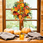 Fascino Autumna Ghirlanda per porta autunnale | Zucca e rattan | 40cm| Decorazione fatta a mano per l'autunno e il Ringraziamento
