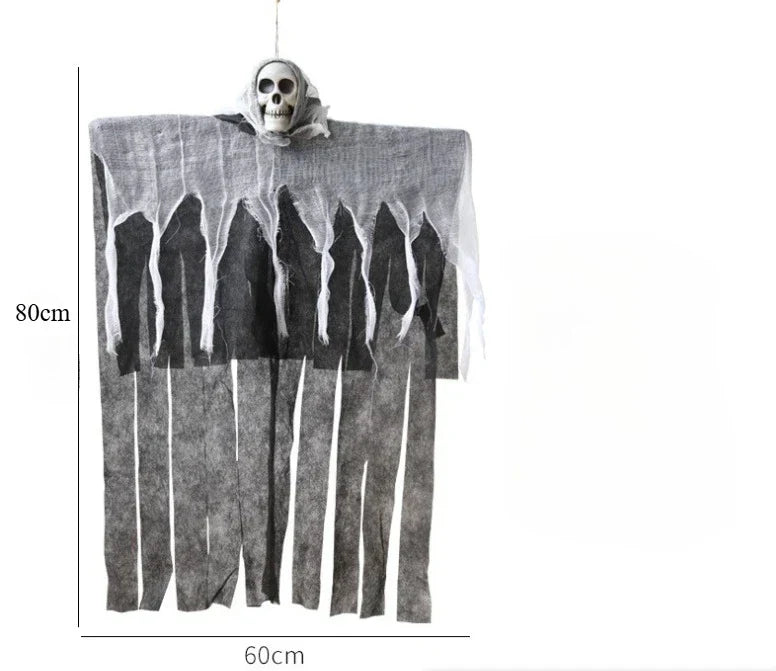 Gruselige Halloween Deko: Leuchtender Geisterschädel | 57×80 cm