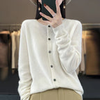 Cardigan ampio in pura lana 100% - Maglione girocollo autunno/inverno da donna